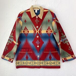 Vintage Jones New York Native Southwestern Canvas Cotton Barn Jacket Sz LP